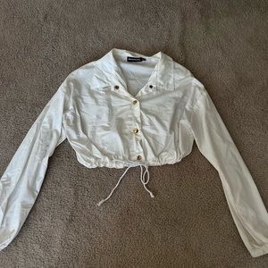 Pretty little thing white cropped jacket